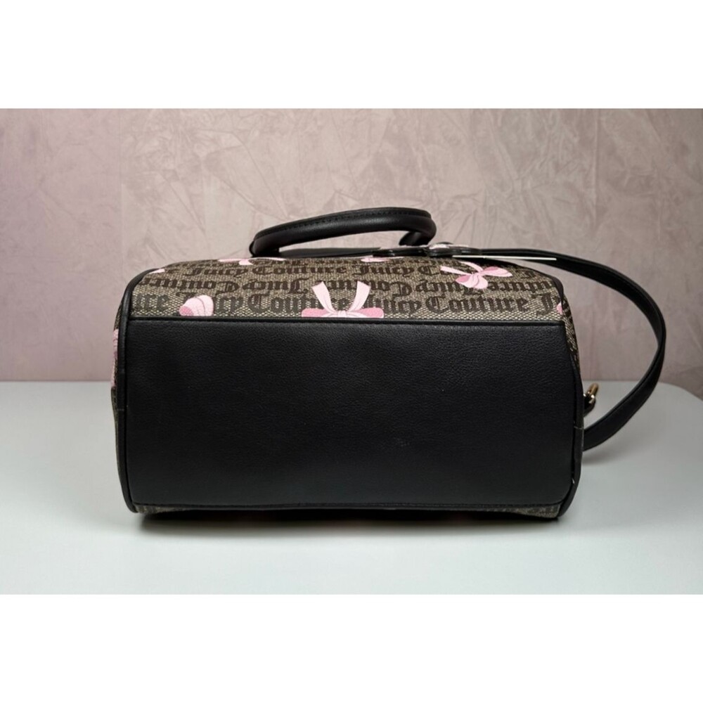 Juicy Couture Simply Sweet Bow Satchel Crossbody Brown Pink Logo Bag w/ Charm - Picture 5 of 13